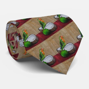 Lovebird's Tropical Fiesta Painting by Alfred Fox Neck Tie