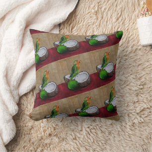 Lovebird's Tropical Fiesta Painting by Alfred Fox Throw Pillow