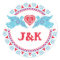 Lovebirds turquoise and red round sticker