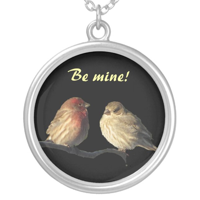 Lovebirds Valentine Silver Plated Necklace (Front)