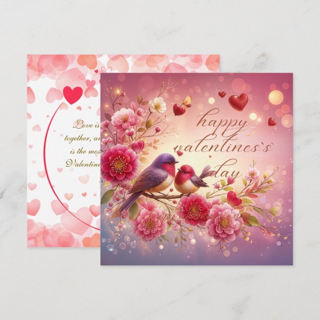 Lovebirds Valentine's Greeting Card (Front/Back)