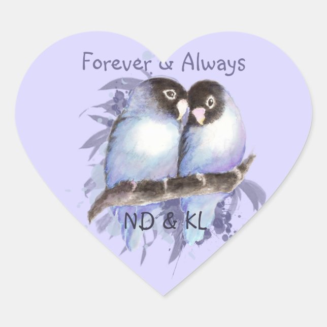 Lovebirds Wedding Engagement Couple  Heart Sticker (Front)