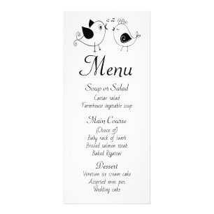 Lovebirds Wedding Party Menu Black Bridal Shower
