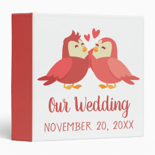 Lovebirds Wedding Planner Red Burgundy Love Birds 3 Ring Binder