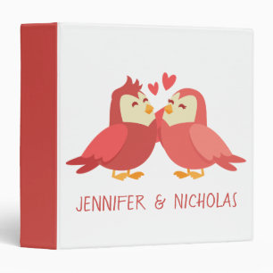 Lovebirds Wedding Planner Red Burgundy Love Birds 3 Ring Binder