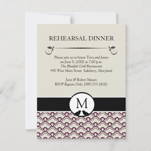 Lovebirds Wedding Rehearsal Dinner Invitations