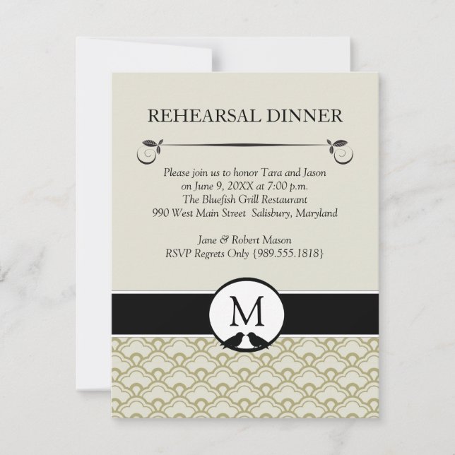 Lovebirds Wedding Rehearsal Dinner Invitations (Front)