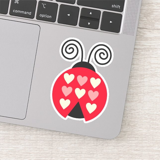 Lovebug Hearts Ladybug  Die Cut Sticker Decal (Detail)