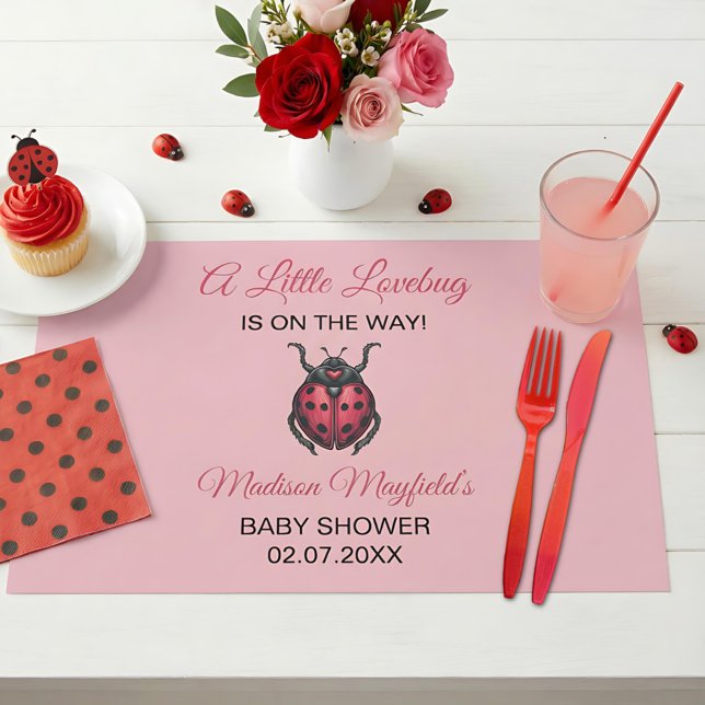 LoveBug Ladybug Baby Shower Paper Placemat (Creator Uploaded)