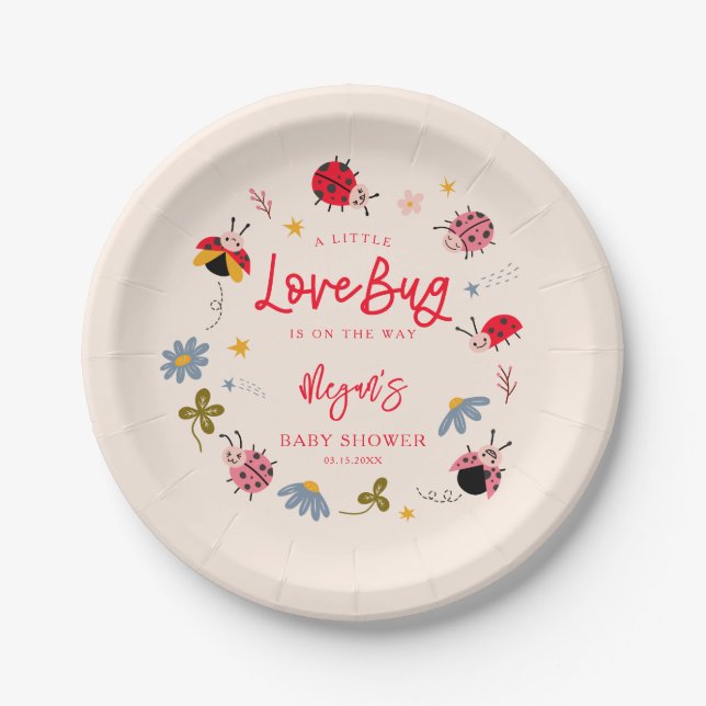 Lovebug Summer Baby Shower Paper Plates (Front)