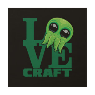 Lovecraft Baby Cthulhu Design – Spooky Cute Love Wood Wall Art