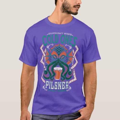Lovecraft Beer Label Cthulhu Tattoo Vintage Distre T_Shirt