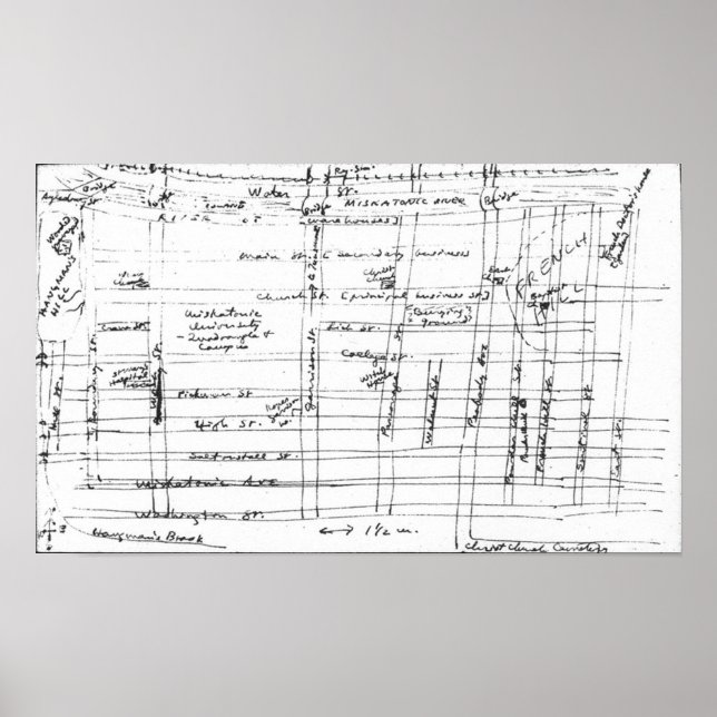 Lovecraft Sketch of Arkham Poster (Front)