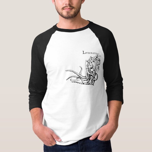 Lovecraftian Flair Shirt: Cthulhu 2 Black Ink T-Shirt (Front)