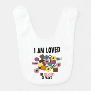 Loved All Sorts of Ways Licorice Allsorts Candy Bib
