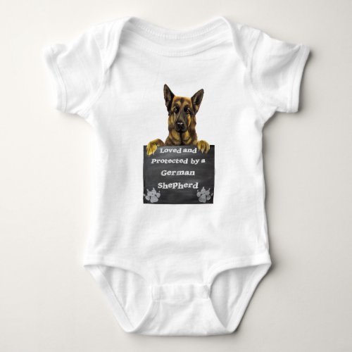 Loved and Protected by a German Shepherd Baby Bodysuit