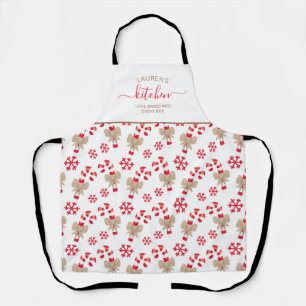Loved Baked In Candy Cane Red Holiday Apron
