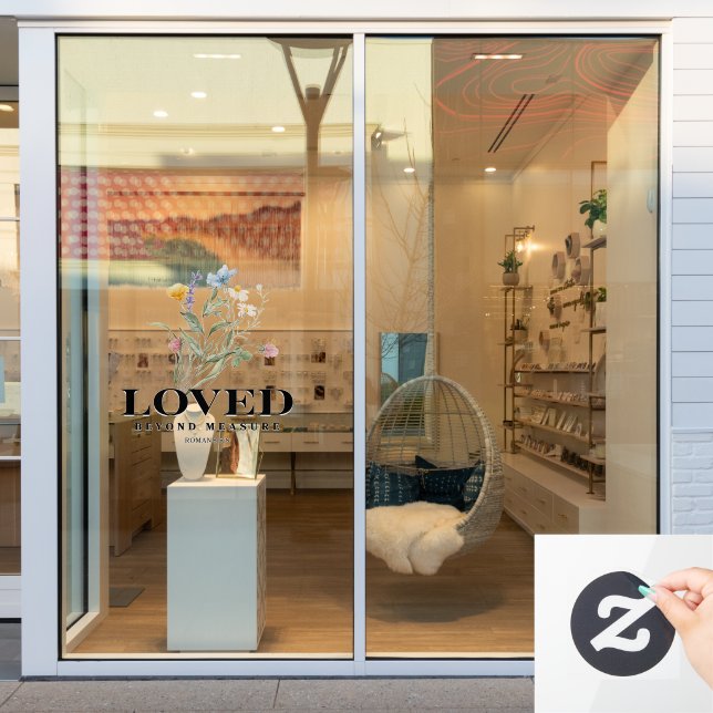 Loved Beyond Measure – Romans 5:8 Christian Bible  Window Cling (Store Window)