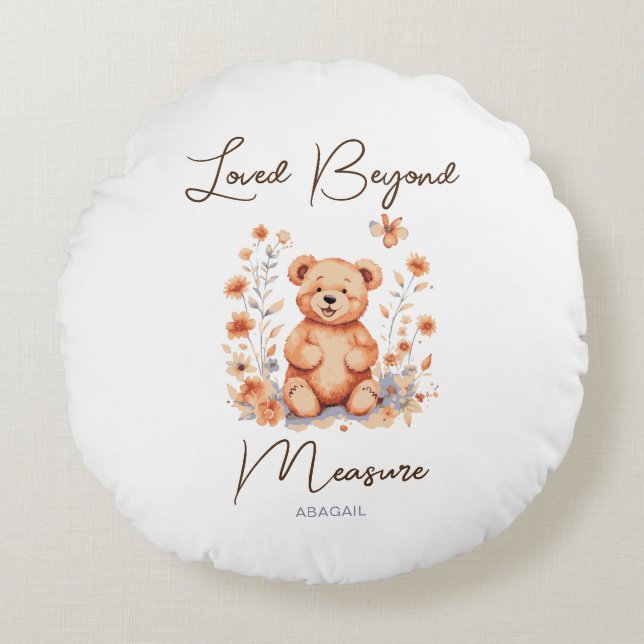 Loved Beyond Measure Round Pillow (Front)