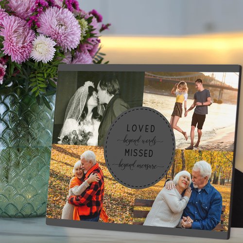 Loved Beyond Words Gray Remembrance Photo Plaque