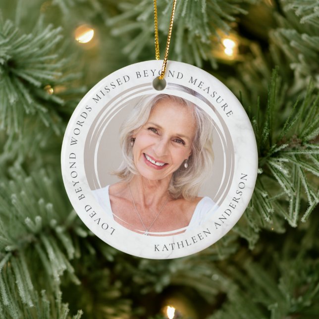 Loved Beyond Words Missed Beyond Measure Photo Ceramic Ornament (Tree)