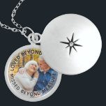 Loved Beyond Words Personalized Photo Locket Necklace<br><div class="desc">Elegant photo locket to keep a lost loved one close. The template is set up for you to add your own photo and you can also edit all of the text if you wish. The wording sits on a semi-transparent border overlay, above your photo. The sample text reads "loved beyond...</div>