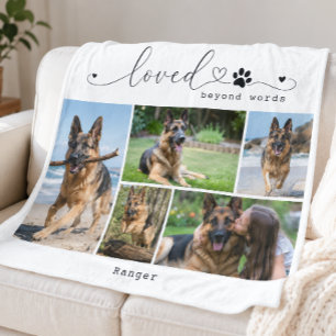 Loved Beyond Words White Pet Five Photo Fleece Blanket