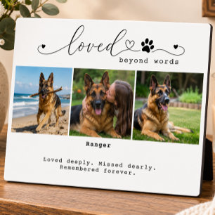 Loved Beyond Words White Pet Memorial Three Photo Plaque