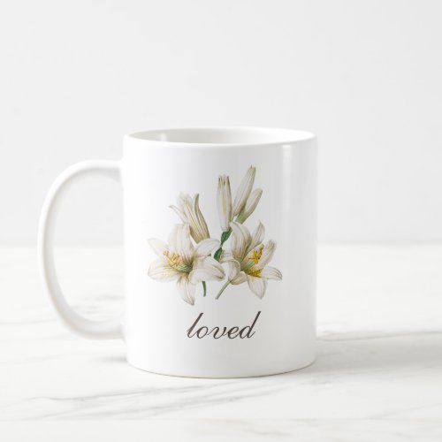 Loved Blessed elegant white lily mug