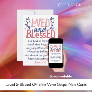 Loved & Blessed KJV Bible Verse Gospel Note Card