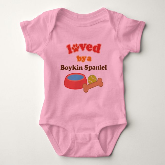 Loved By A Boykin Spaniel (Dog Breed) Baby Bodysuit (Front)