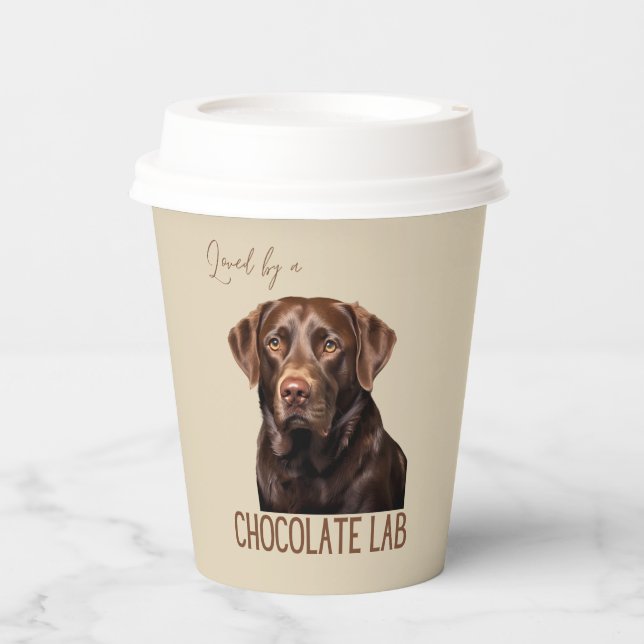 Loved By A Chocolate Lab Labrador Dog Lover  Paper Cups (Front)