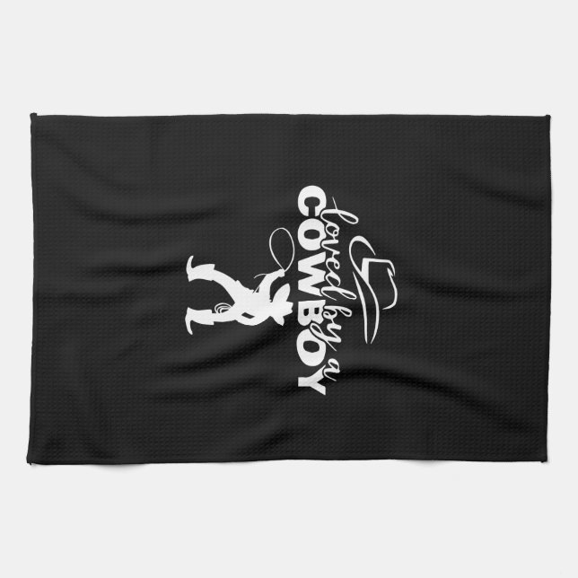 loved by a cowboy kitchen towel (Horizontal)