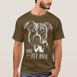 Loved by a Pit Bull dog mom dog saying T-Shirt