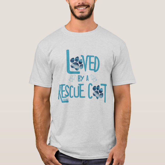 Loved By A Rescue Cat T-Shirt (Front)