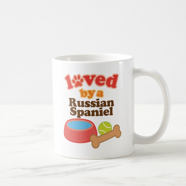 Loved By A Russian Spaniel (Dog Breed) Coffee Mug (Right)