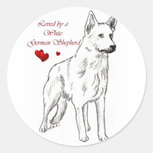 Loved By A White German Shepherd Classic Round Sticker