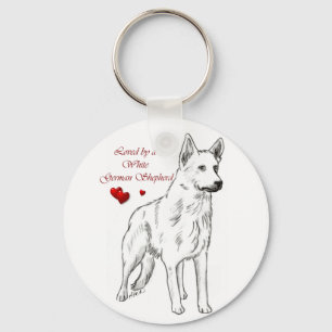 Loved By A White German Shepherd Keychain