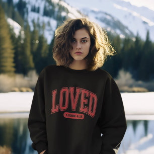 LOVED BY CHRIST Valentine Scripture Women's Black Sweatshirt