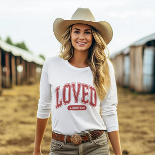 LOVED BY CHRIST Valentine Scripture Women's White T-Shirt