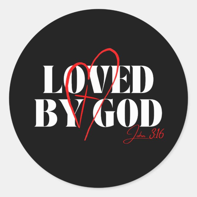 Loved by God – John 3:16 Classic Round Sticker (Front)