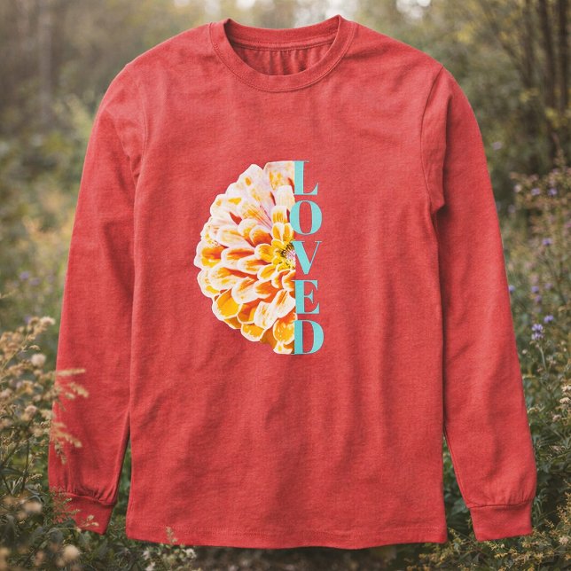 Loved By God Zinnia Flower Christian Floral Tri-Blend Shirt (Floral Zinnia Loved Christian Sweater)