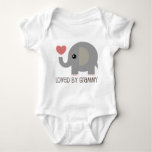 Loved By Grammy Heart Elephant Baby Bodysuit at Zazzle