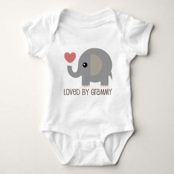 Loved By Grammy Heart Elephant Baby Bodysuit by MainstreetShirt at Zazzle