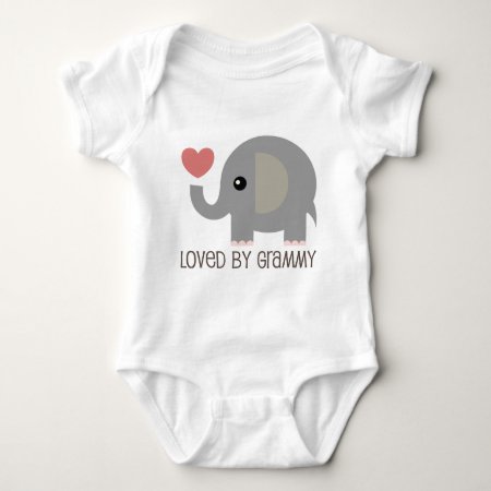 Loved By Grammy Heart Elephant Baby Bodysuit