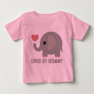 Loved By Grammy Heart Elephant Baby T-Shirt