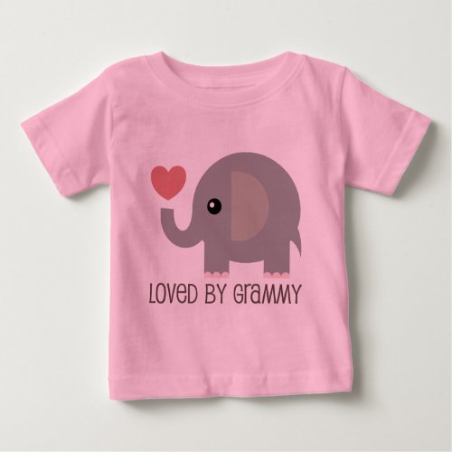 Loved By Grammy Heart Elephant Baby T_Shirt