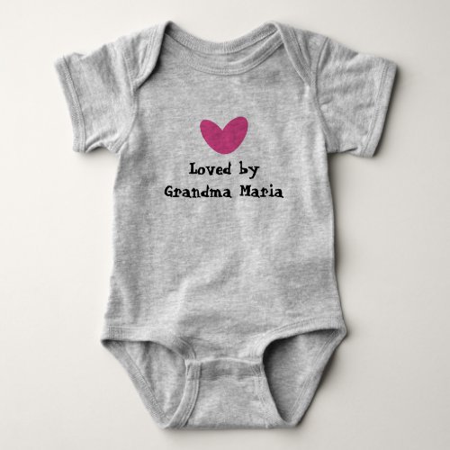 Loved by Grandma Pink Heart Baby Bodysuit