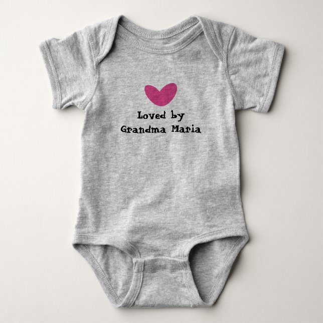 Loved by Grandma Pink Heart Baby Bodysuit (Front)