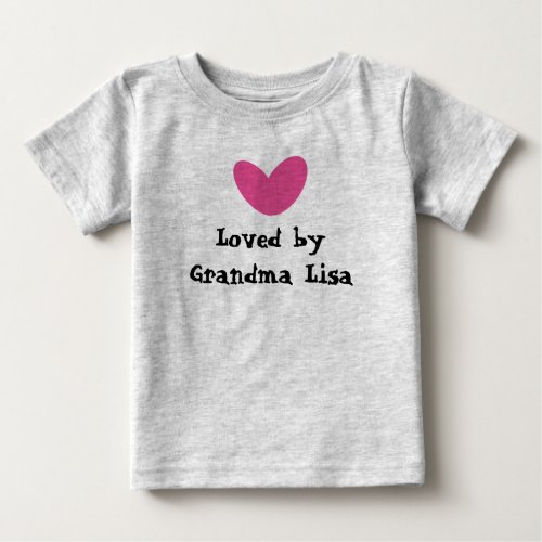 Loved by Grandma Pink Heart Baby T_Shirt